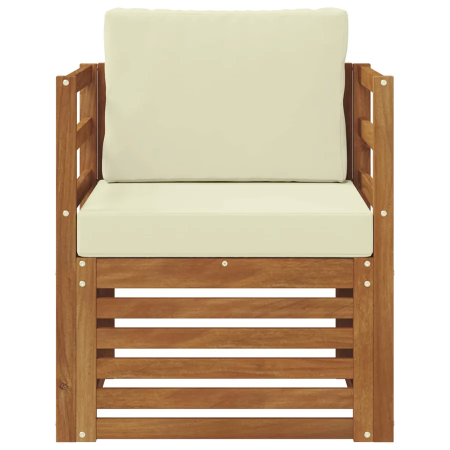 Canapé d’extérieur Bois d'acacia massif et polyester Naturel - 3