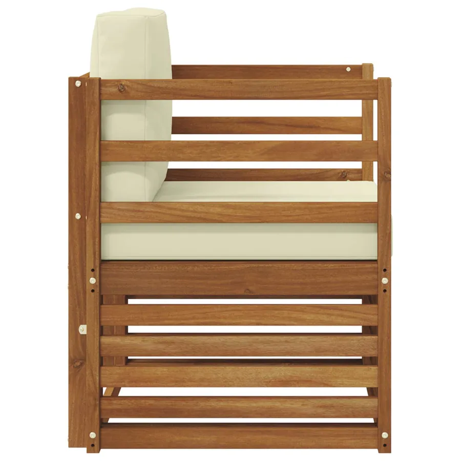 Canapé d’extérieur Bois d'acacia massif et polyester Naturel - 4