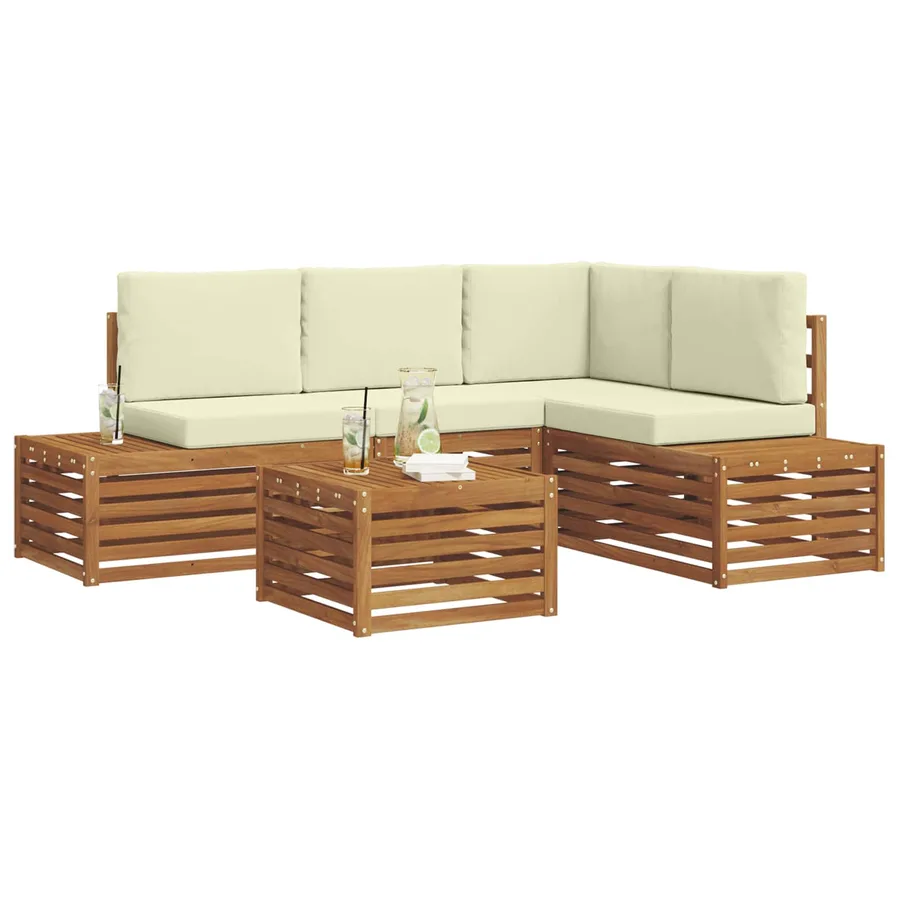 Ensemble de canapés d'extérieur avec coussin Naturel et Crème - 3