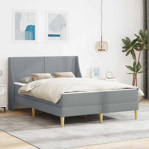 Cadre de lit avec matelas Gris clair 140 x 200 cm Polyester