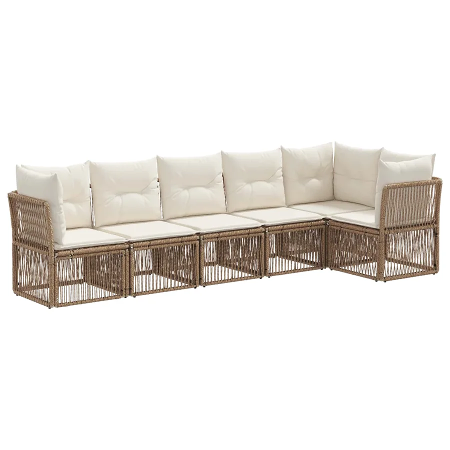 Ensemble de canapé de jardin 6 pcs Beige polyrotin - 2