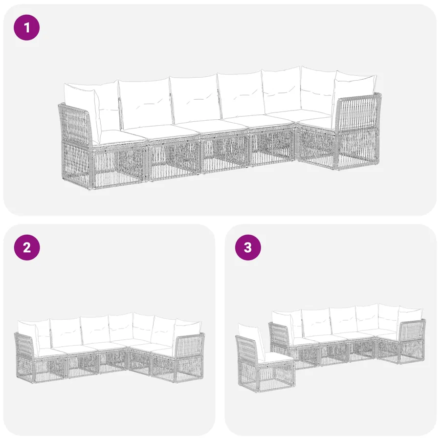 Ensemble de canapé de jardin 6 pcs Beige polyrotin - 6
