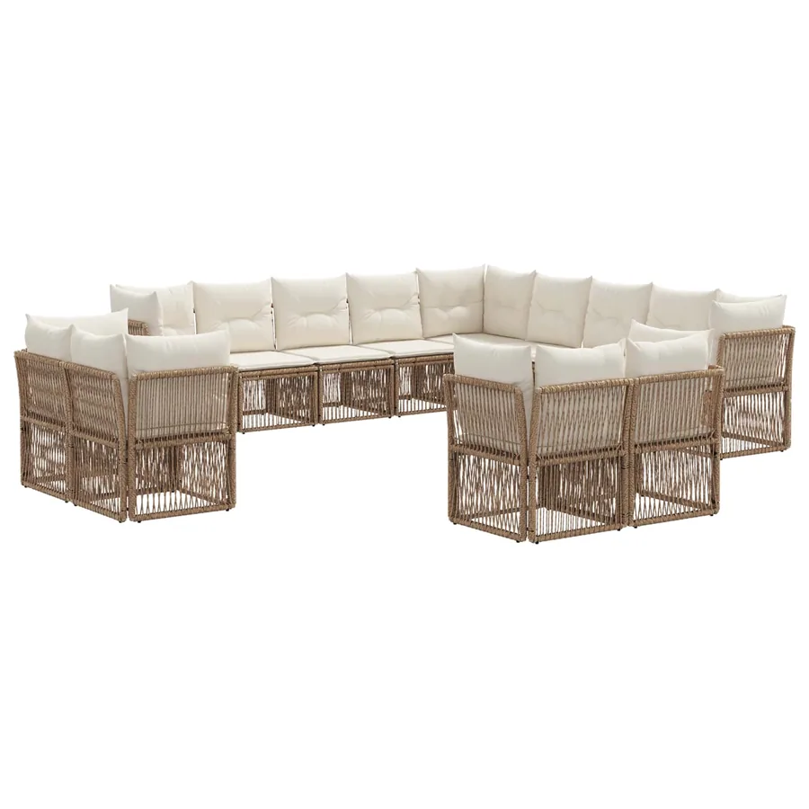 Ensemble de canapé de jardin 13 pcs Beige polyrotin - 2