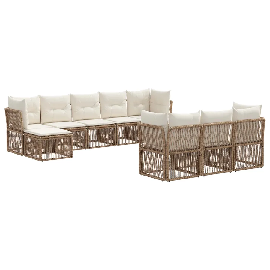 Ensemble de canapé de jardin 10 pcs Beige polyrotin - 2