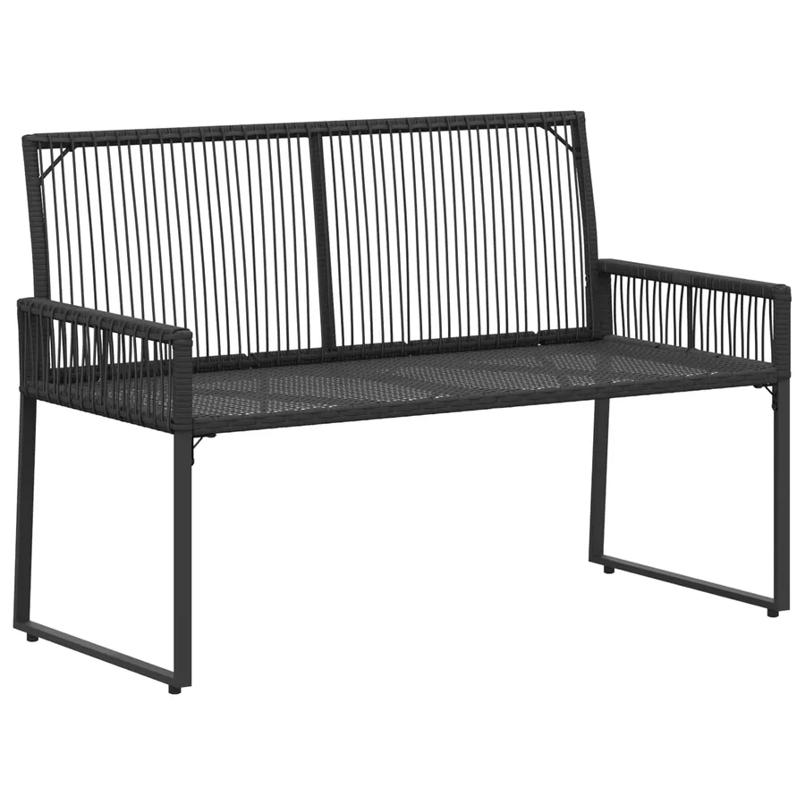 Banc extérieur avec coussin 4 pcs Noir et blanc crème polyrotin - 4