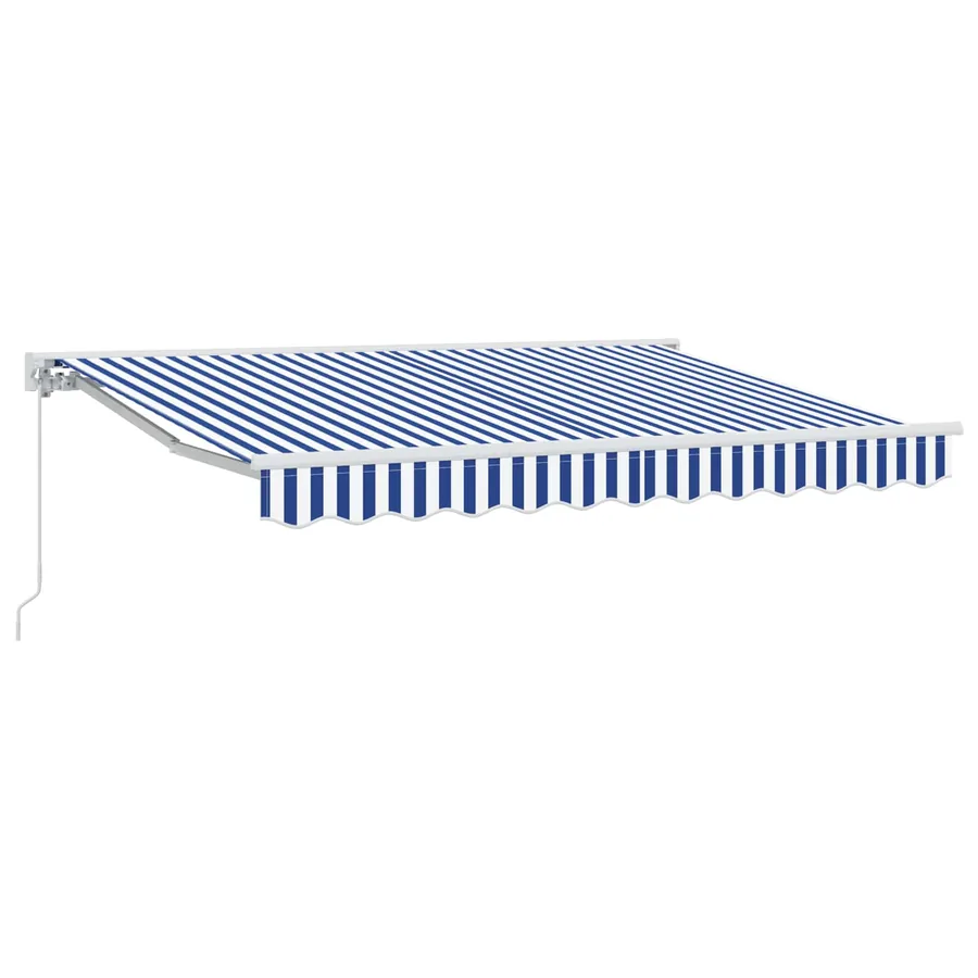 Auvent rétractable manuel Bleu et Blanc 3,5 x 2,5 m - 2