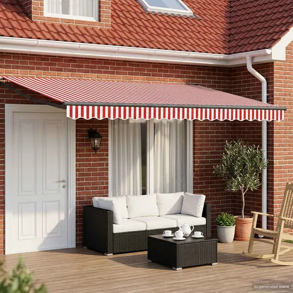 Auvent rétractable électrique Rouge, Blanc, Anthracite 4 × 3 m