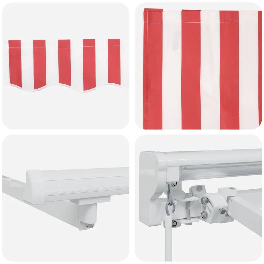 Auvent rétractable manuel Rouge et Blanc 4 × 3 m - 7