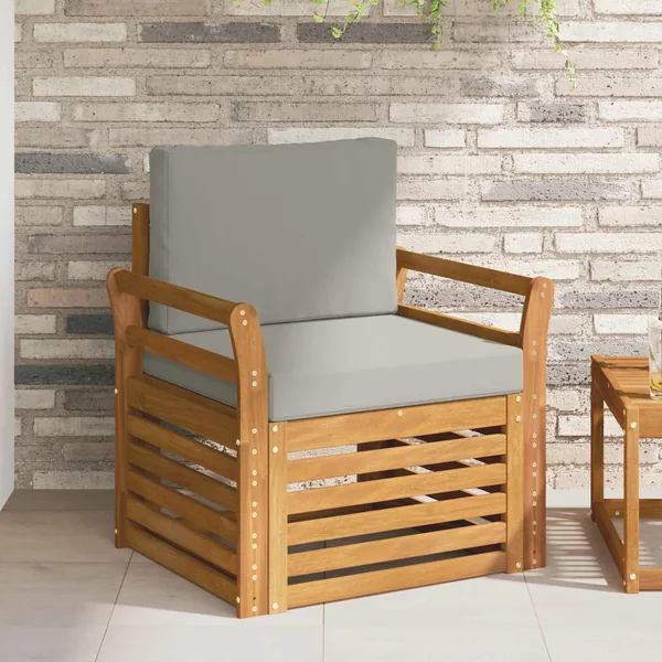 Canapé d’extérieur Bois d'acacia massif et polyester Naturel