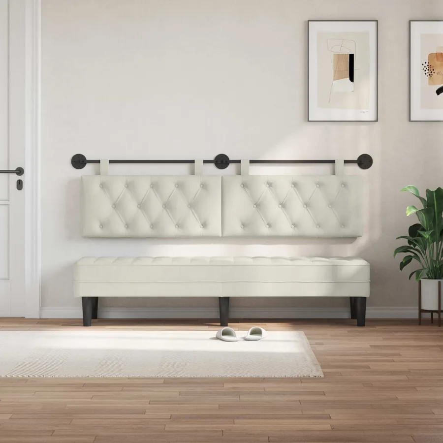 Tête de lit suspendue Avec lumière LED Crème Velours - 3