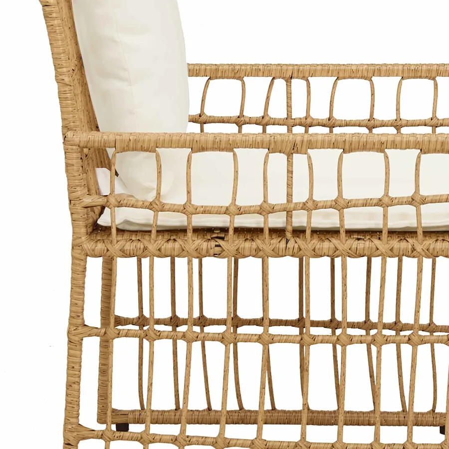 Ensemble de meubles d'extérieur 4 pcs Blanc Naturel et Crème - 12