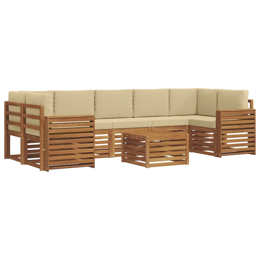 Ensemble de canapés d'extérieur 8 pcs Naturel et Beige - 2