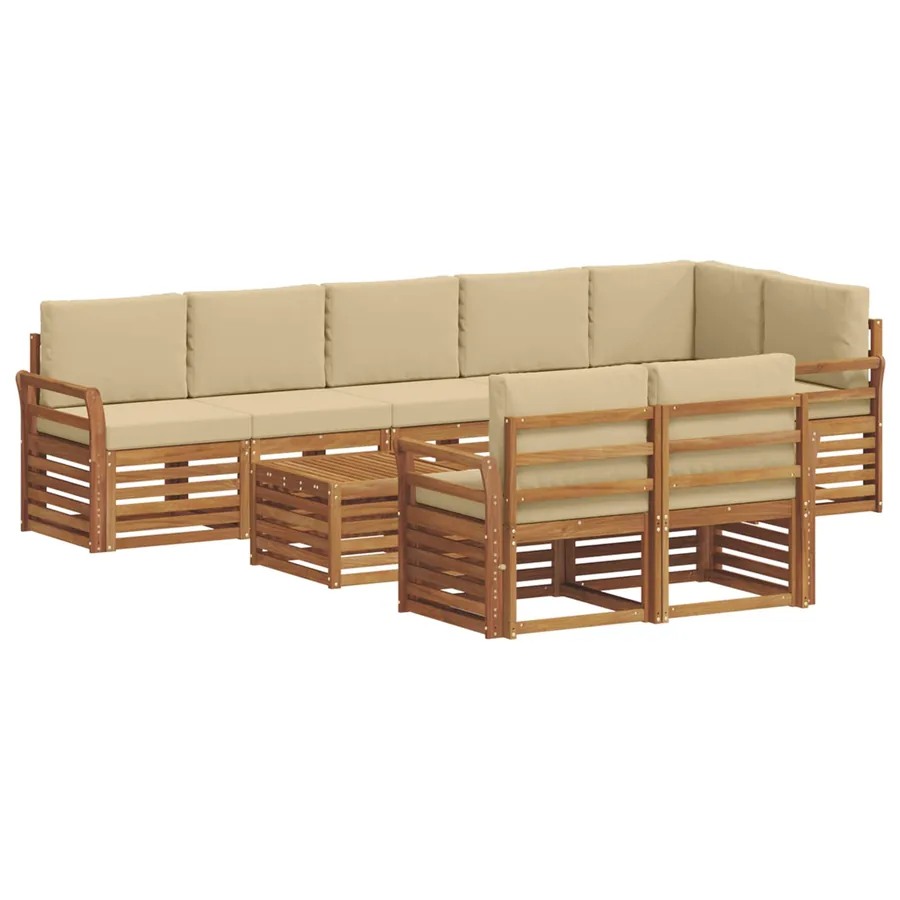 Ensembles de canapés avec coussin 9 pcs Naturel et Beige - 2