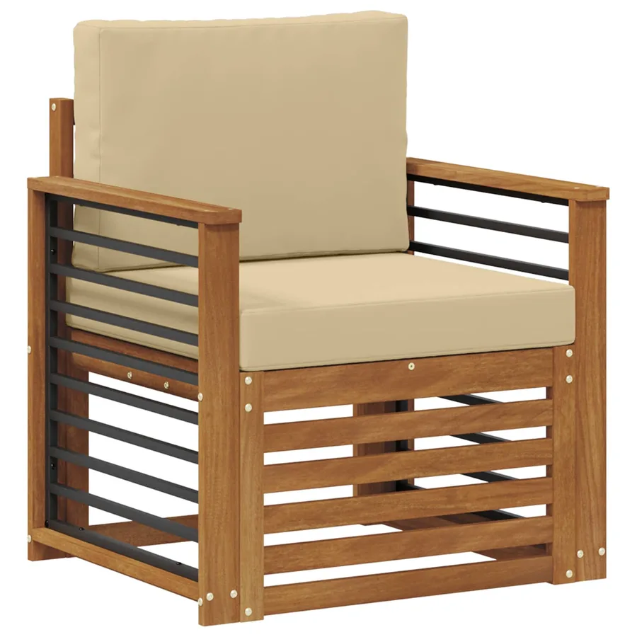 Canapé d’extérieur Bois d'acacia massif et polyester Naturel - 2