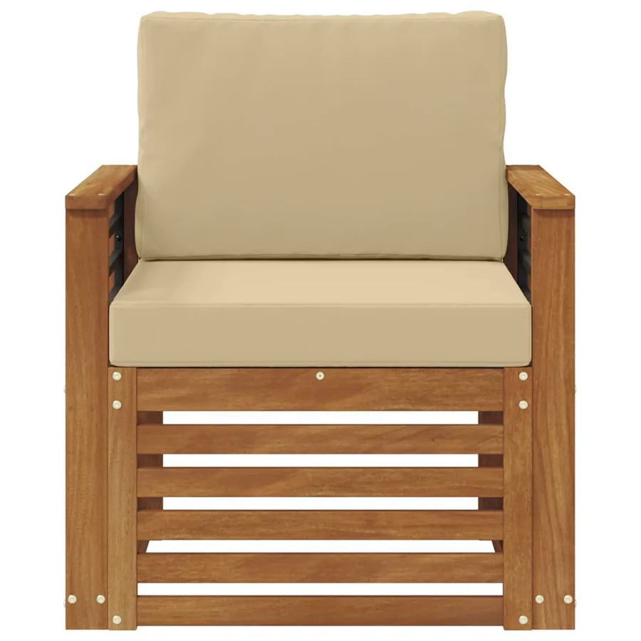 Canapé d’extérieur Bois d'acacia massif et polyester Naturel - 3