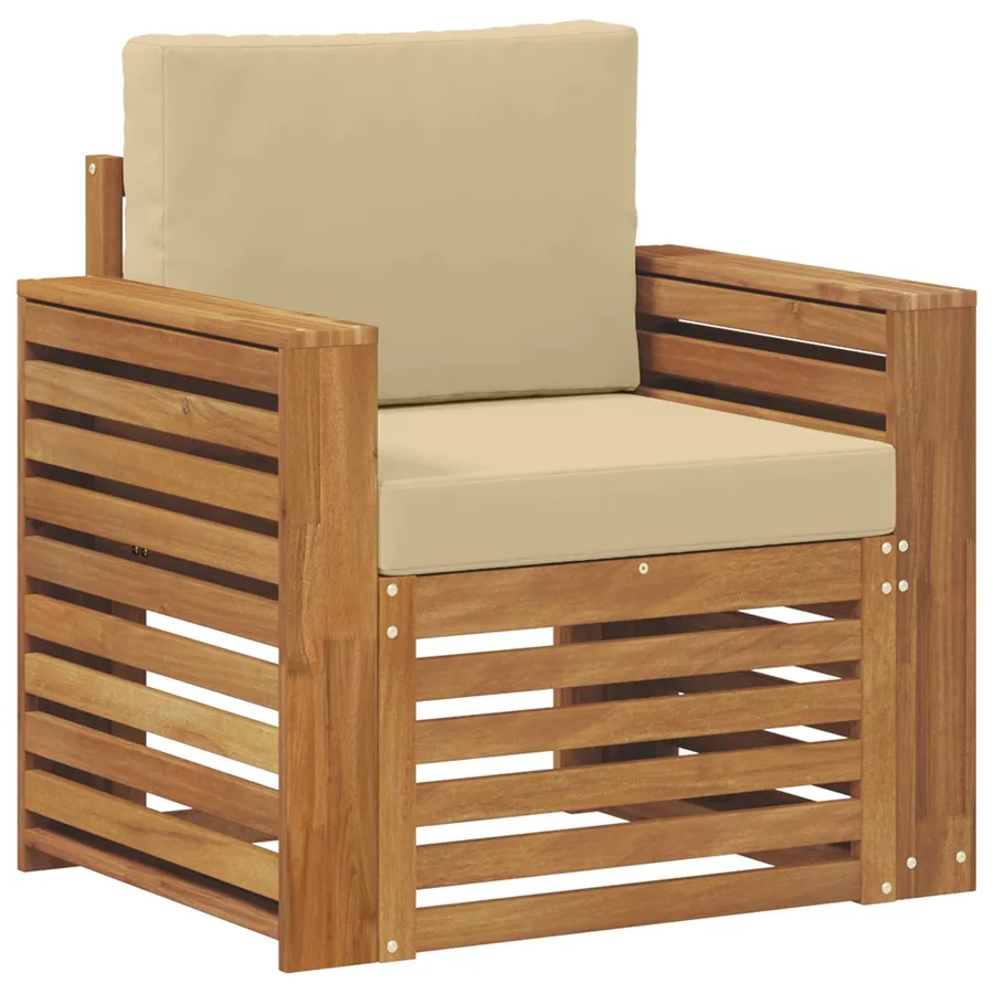 Canapé d’extérieur Bois d'acacia massif et polyester Naturel - 2