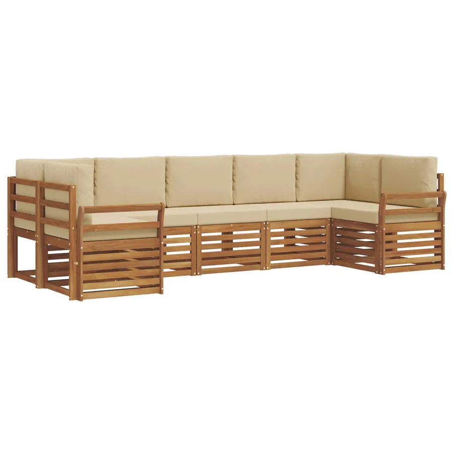 Ensemble de canapé d'angle avec coussin 7 pcs Naturel et Beige - 2