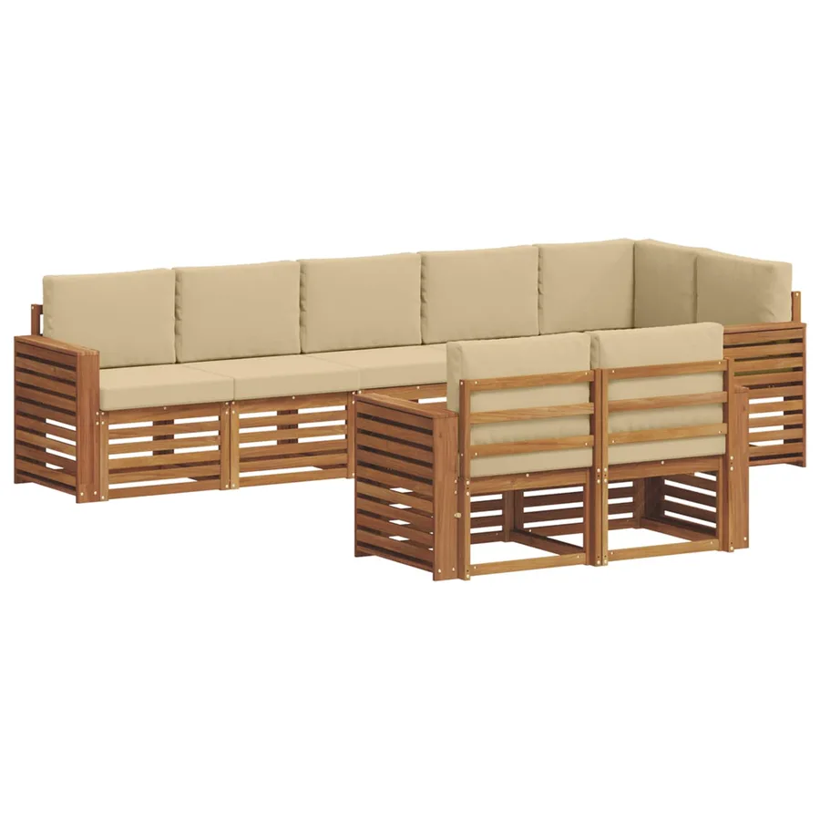 Ensembles de canapés avec coussin 8 pcs Naturel et Beige - 2
