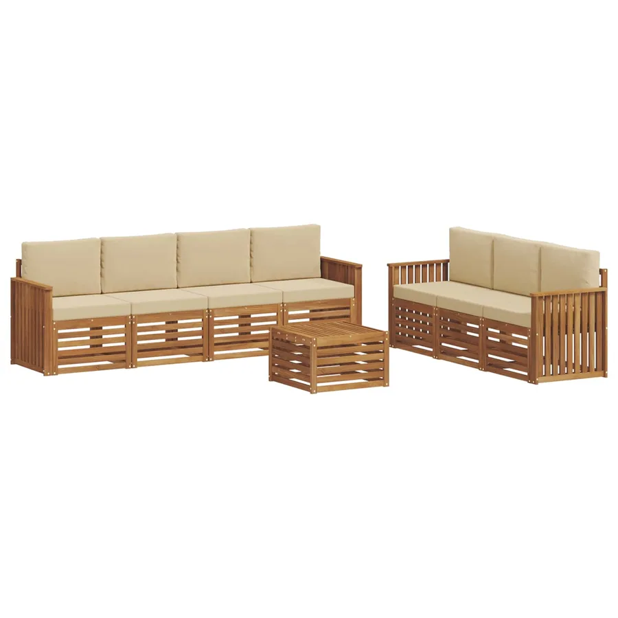 Ensembles de canapés avec coussin 8 pcs Naturel et Beige - 2