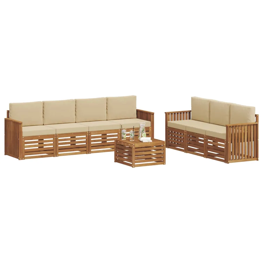Ensembles de canapés avec coussin 8 pcs Naturel et Beige - 3