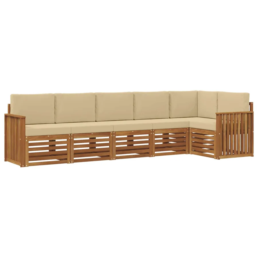 Ensemble de canapé d'angle avec coussin 6 pcs Naturel et Beige - 2