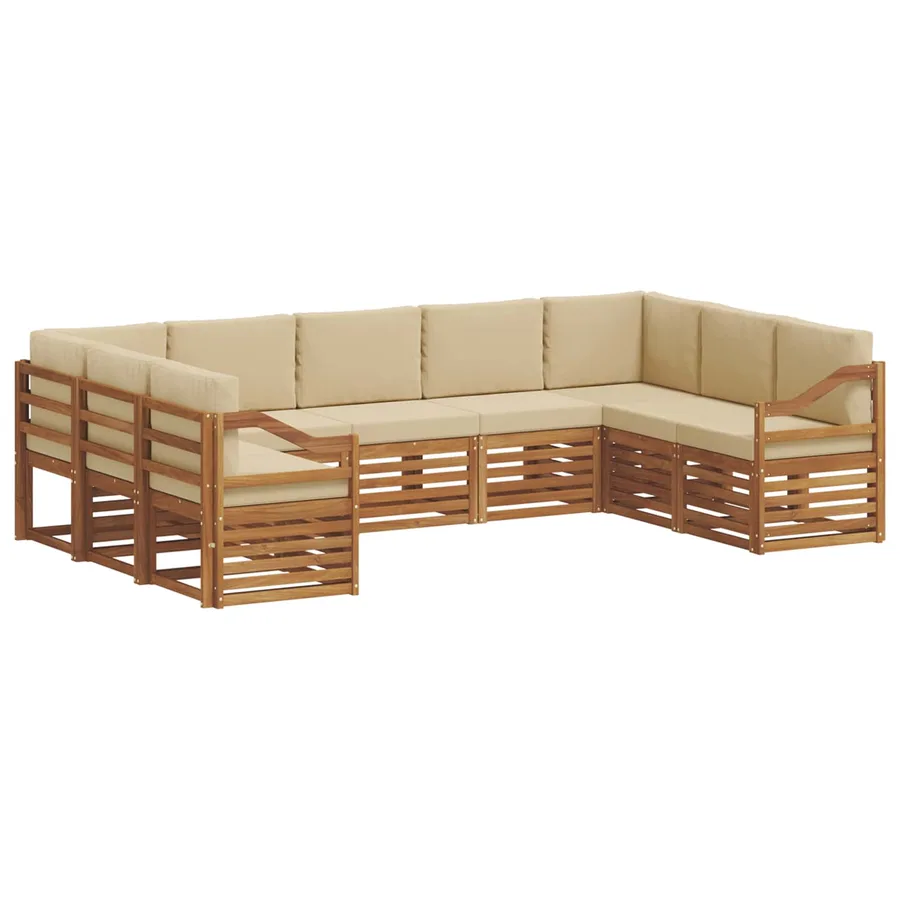 Ensemble de canapé d'angle avec coussin 9 pcs Naturel et Beige - 2