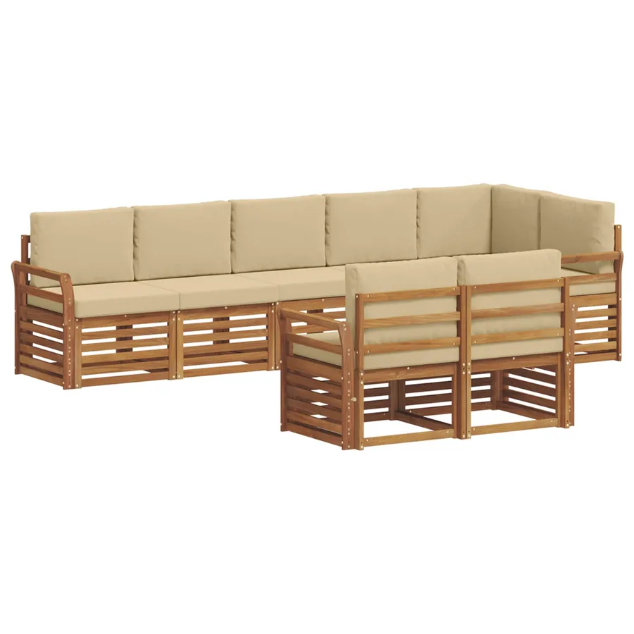 Ensembles de canapés avec coussin 8 pcs Naturel et Beige - 2