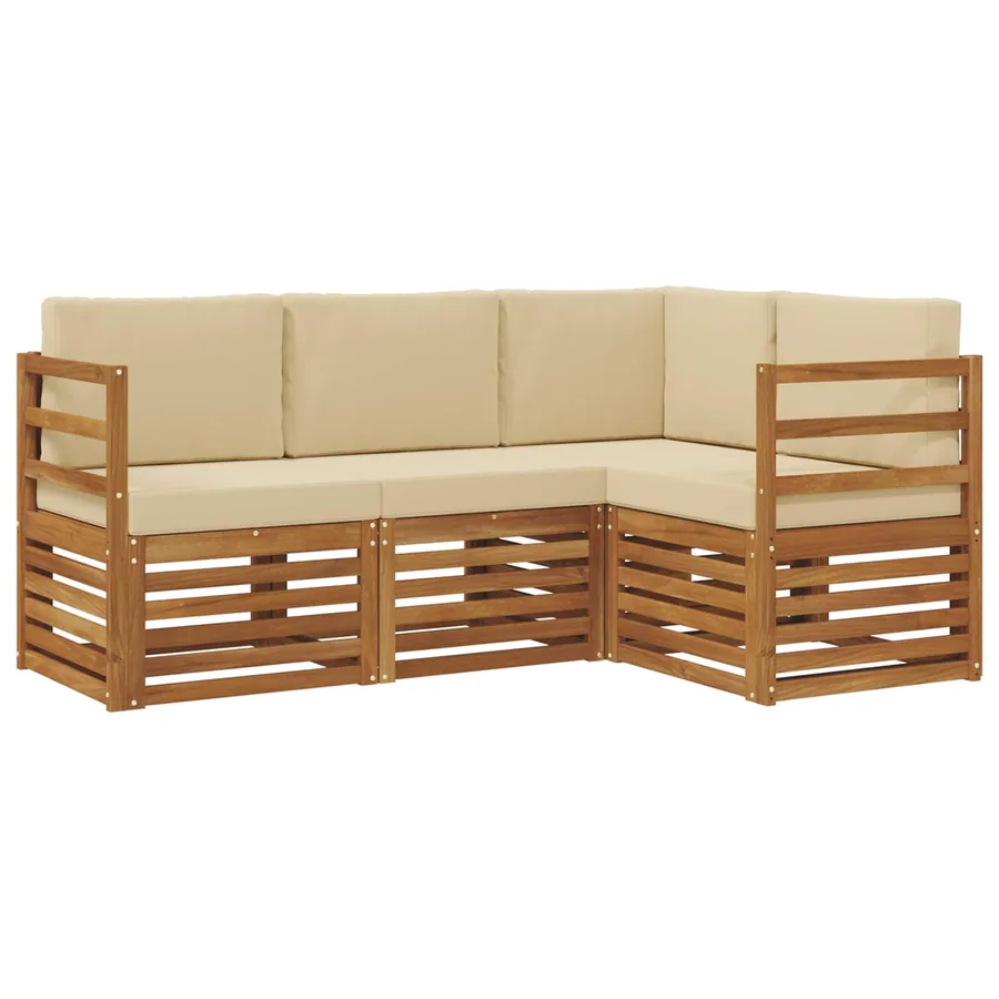 Ensembles de canapés avec coussin 4 pcs Naturel et Beige - 2