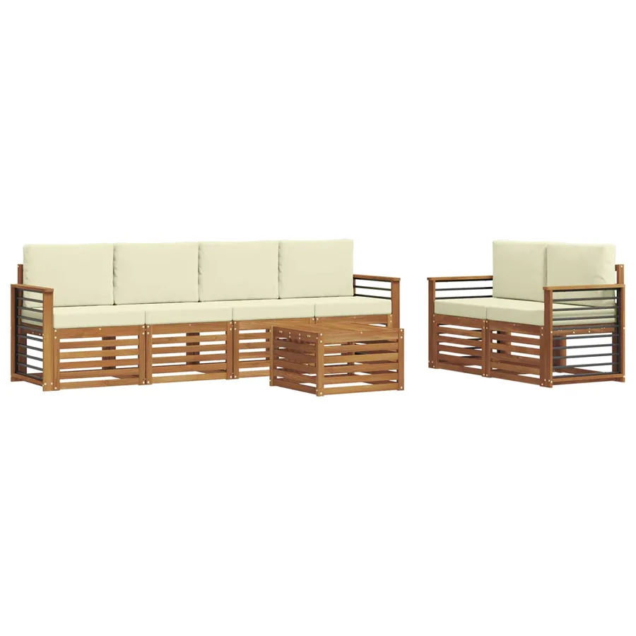 Ensemble de canapés d'extérieur 7 pcs Naturel et Crème - 2