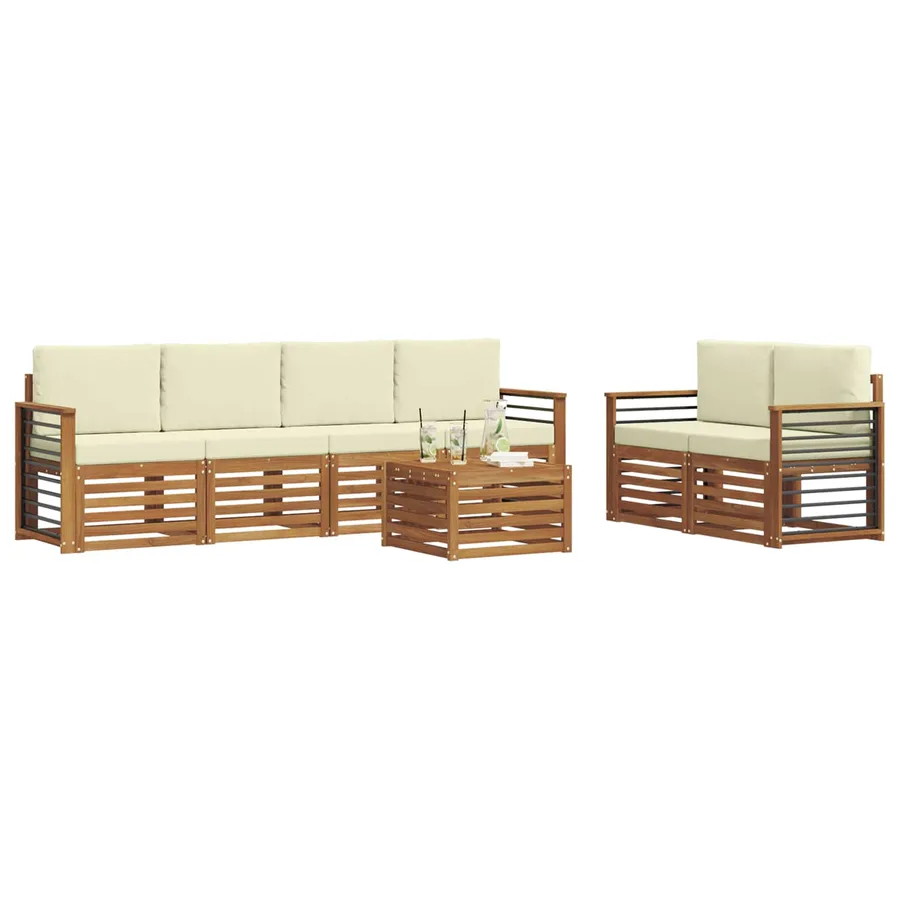 Ensemble de canapés d'extérieur 7 pcs Naturel et Crème - 3