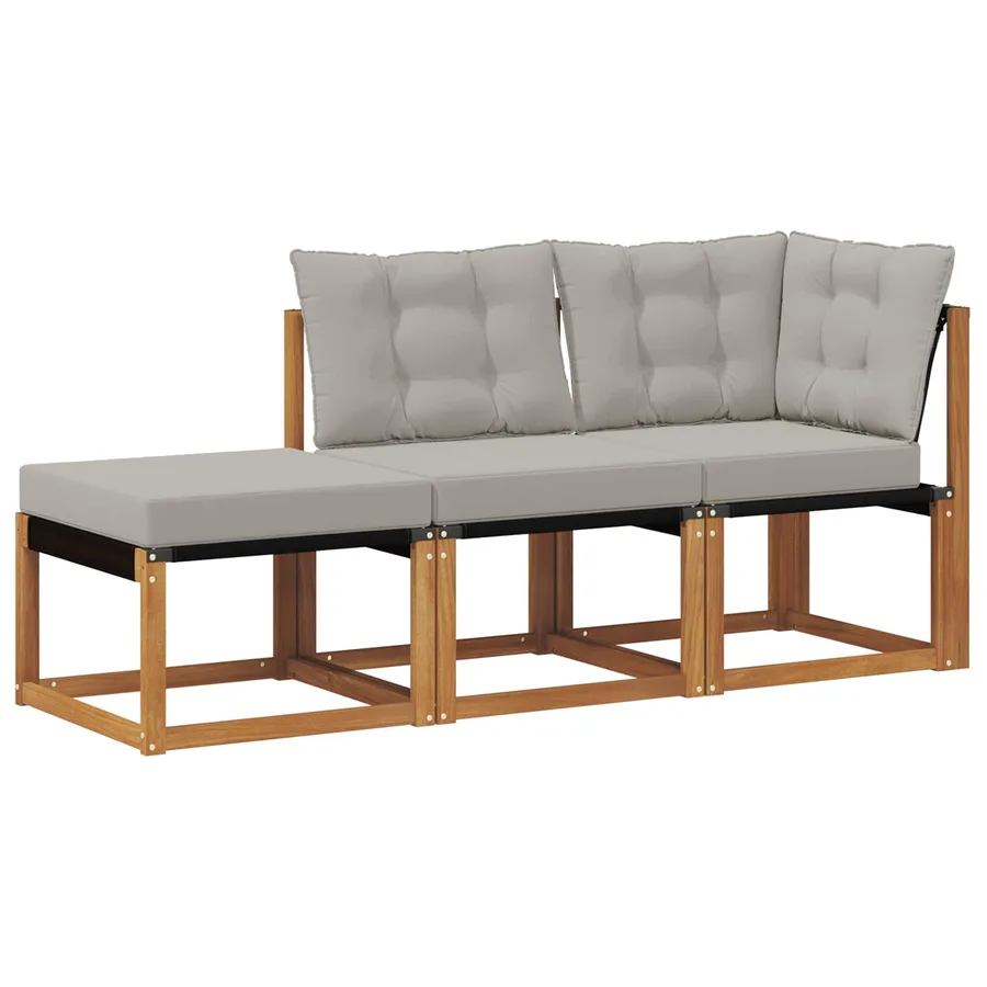 Canapés modulaires d'extérieur 3 Pièce Gris Naturel et Clair - 2