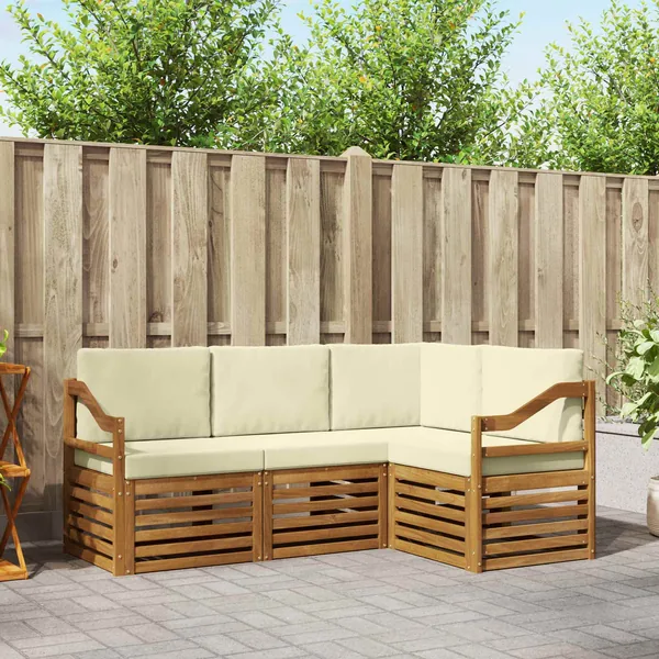 Ensembles de canapés avec coussin 4 pcs Naturel et Crème