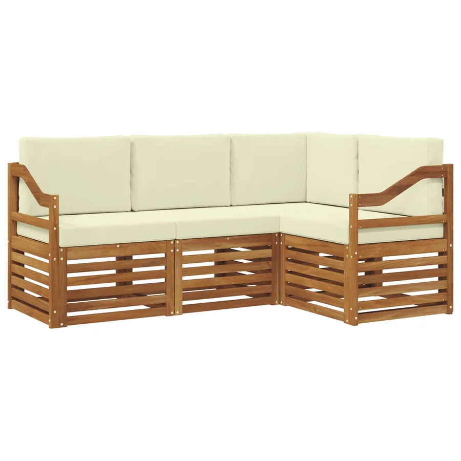 Ensembles de canapés avec coussin 4 pcs Naturel et Crème - 2