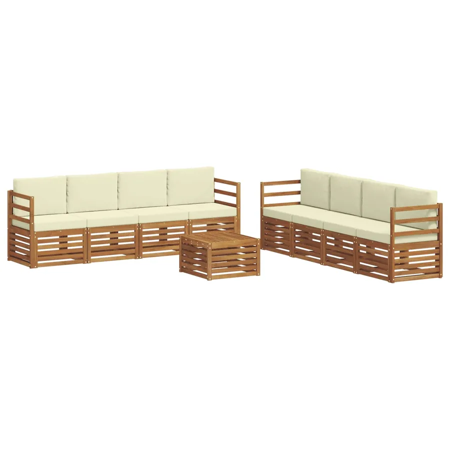 Ensembles de canapés avec coussin 9 pcs Naturel et Crème - 2
