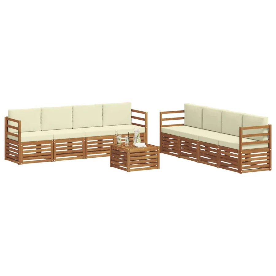 Ensembles de canapés avec coussin 9 pcs Naturel et Crème - 3