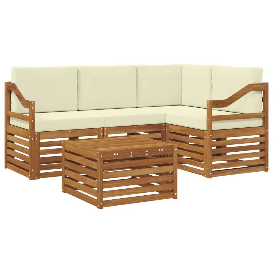 Ensemble de canapés d'extérieur 5 pcs Naturel et Crème - 2