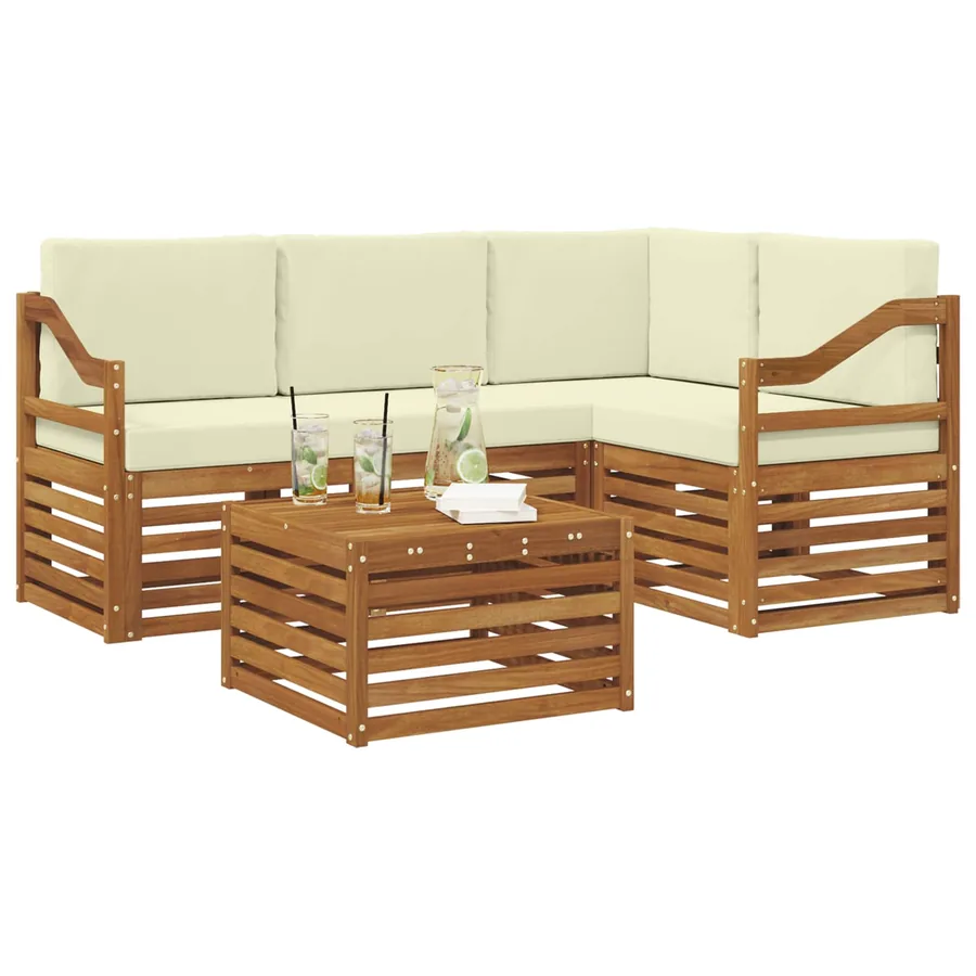 Ensemble de canapés d'extérieur 5 pcs Naturel et Crème - 3