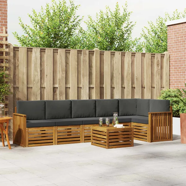 Ensemble de canapé d'angle 7 pcs Naturel et Anthracite