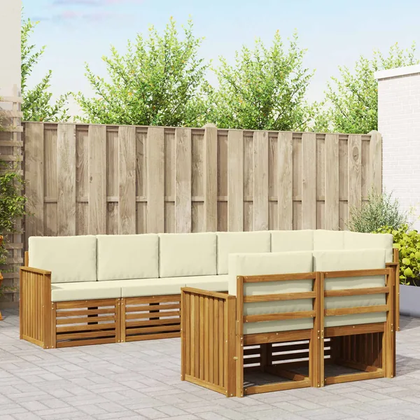 Ensembles de canapés avec coussin 8 pcs Naturel et Crème