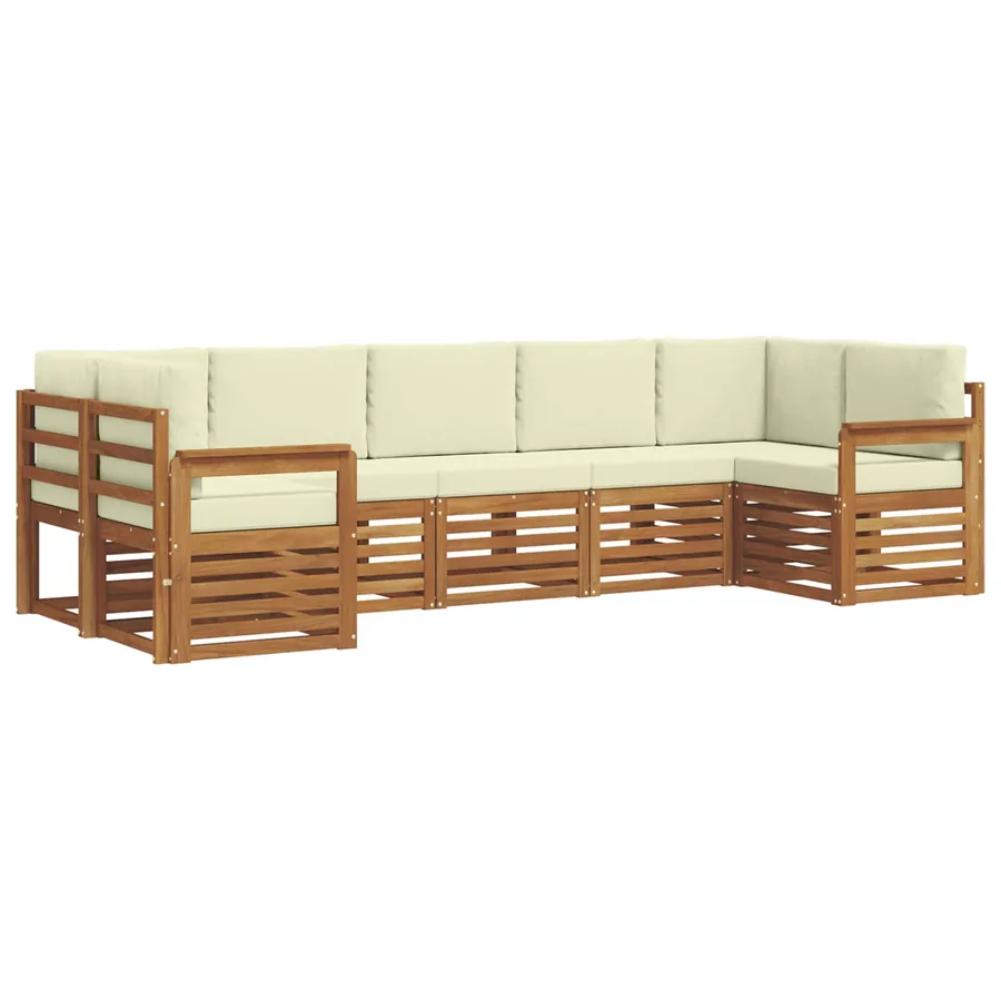 Ensemble de canapé d'angle avec coussin 7 pcs Naturel et Crème - 2