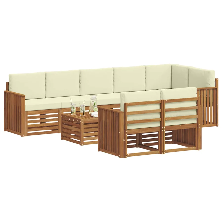 Ensembles de canapés avec coussin 9 pcs Naturel et Crème - 3