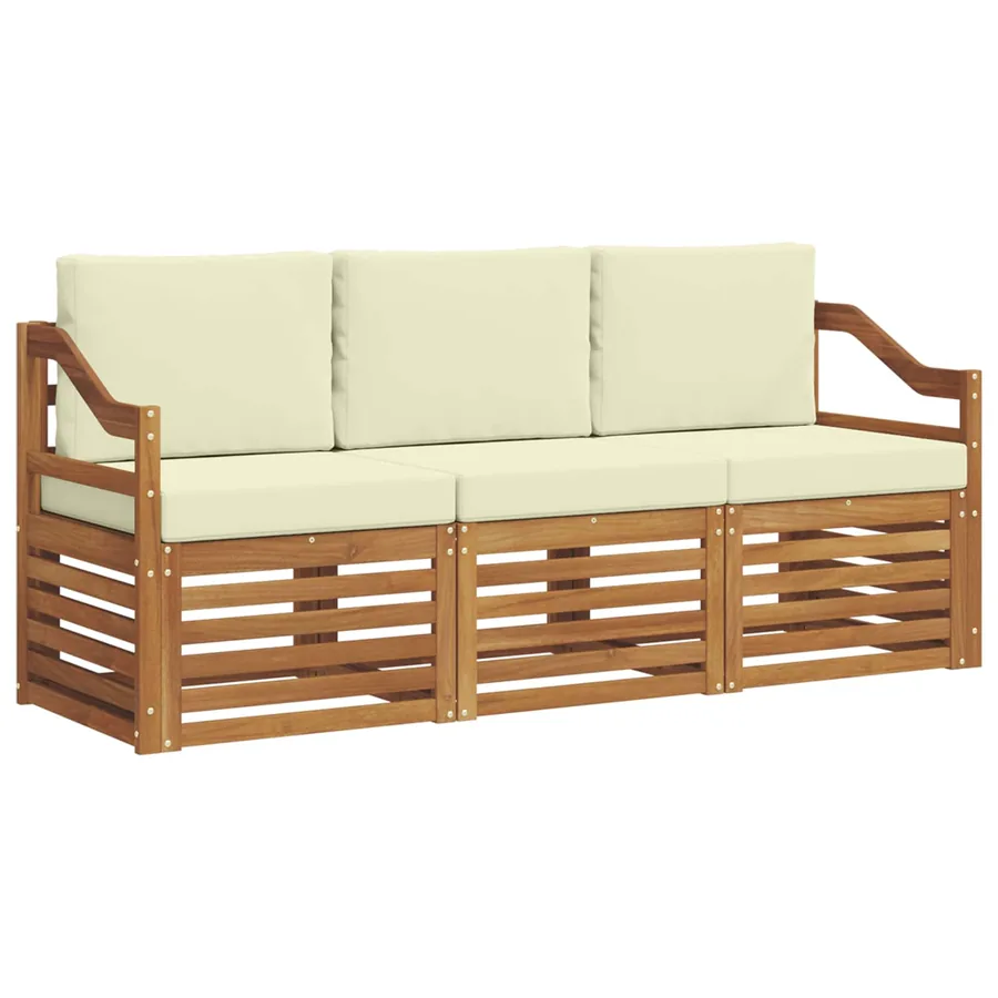 Ensembles de canapés avec coussin 3 pcs Naturel et Crème - 2