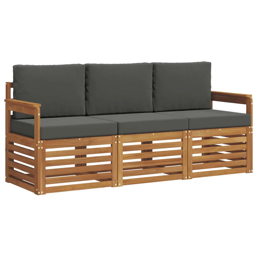 Ensembles de canapés avec coussin 3 pcs Naturel et Anthracite - 2