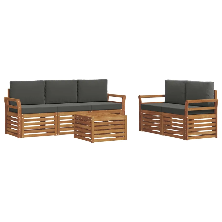 Ensembles de canapés avec coussin 6 pcs Naturel et Anthracite - 2
