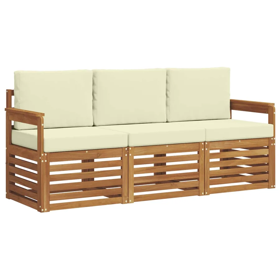 Ensembles de canapés avec coussin 3 pcs Naturel et Crème - 2