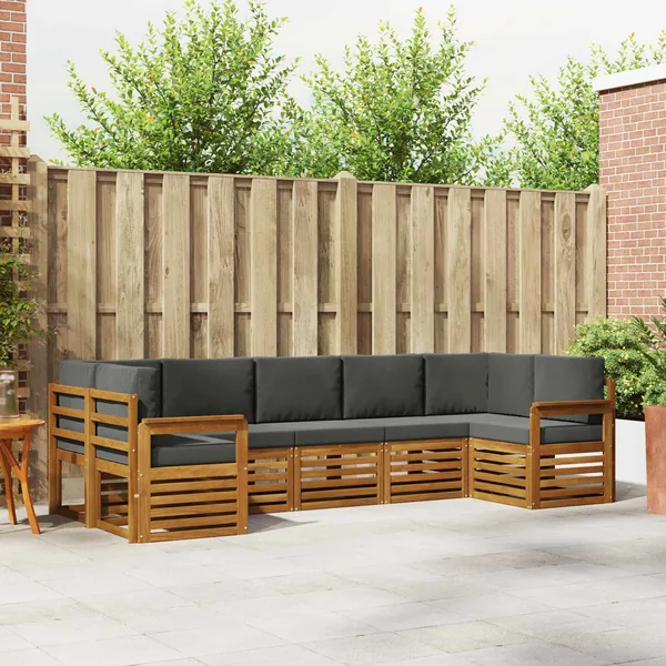 Ensemble de canapé d'angle 7 pcs Naturel et Anthracite