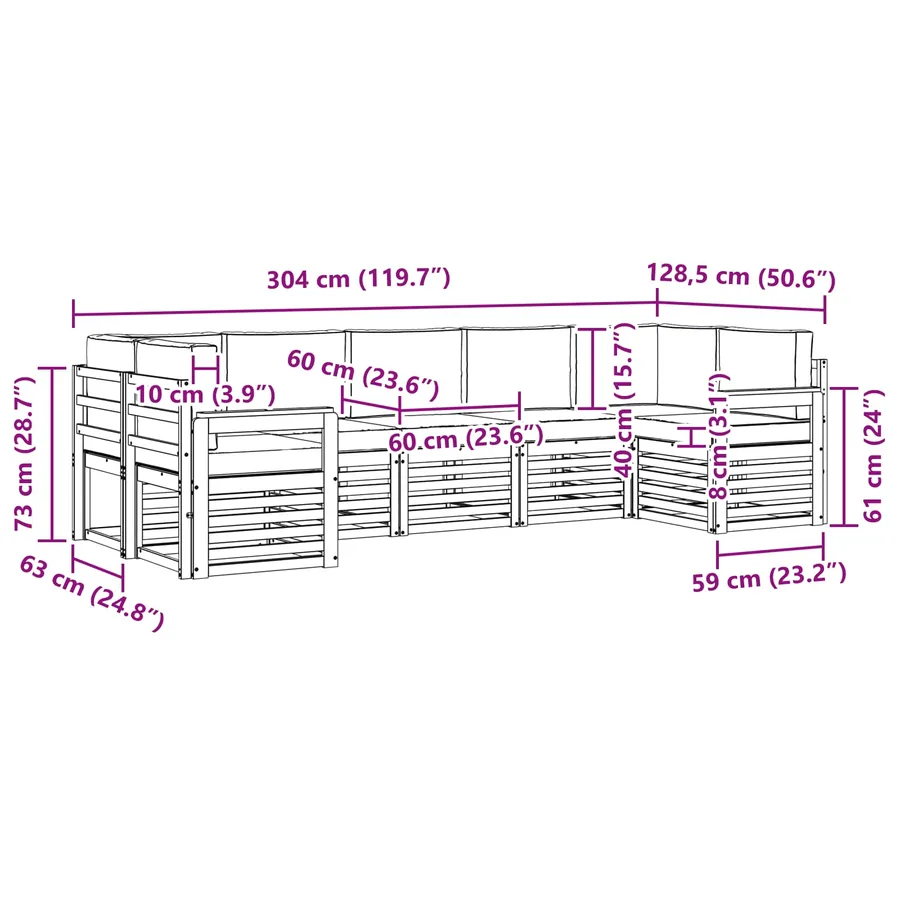 Ensemble de canapé d'angle 7 pcs Naturel et Anthracite - 9