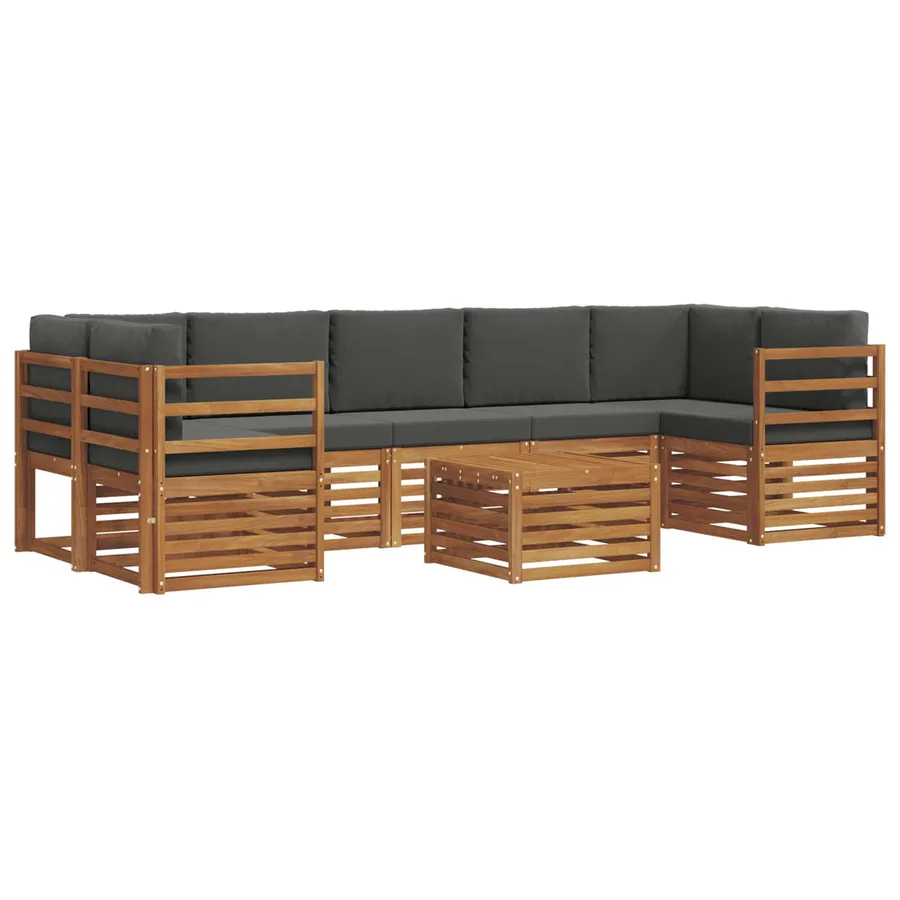 Ensemble de canapés d'extérieur 8 pcs Naturel et Anthracite - 2