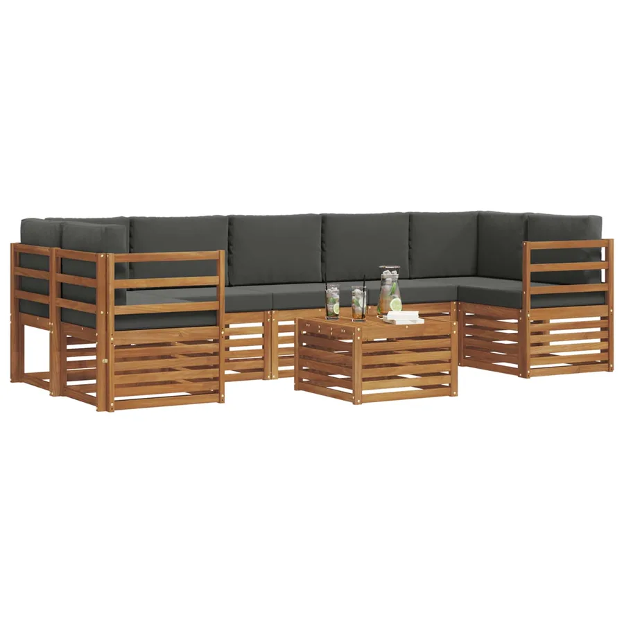 Ensemble de canapés d'extérieur 8 pcs Naturel et Anthracite - 3