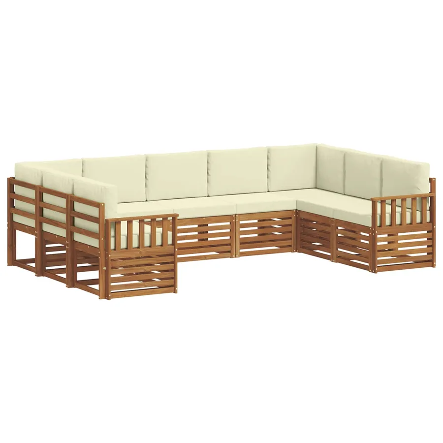 Ensemble de canapé d'angle avec coussin 9 pcs Naturel et Crème - 2
